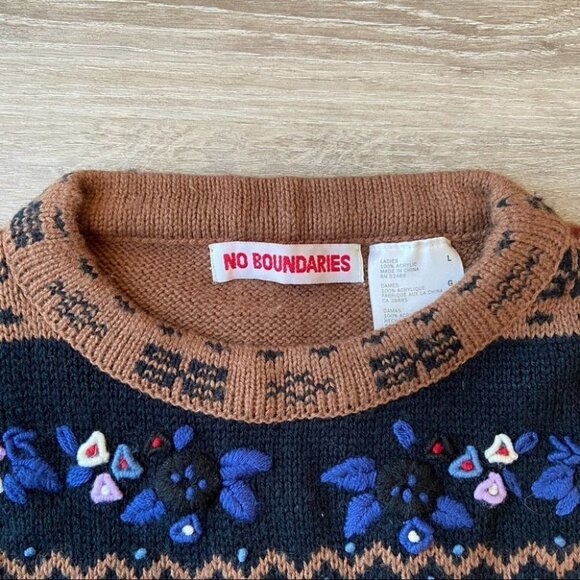 No Boundaries Floral Embroidery Ugly Sweater - Picture 6 of 15